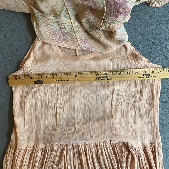 Vtg 90s NOS American Angel Romantic Boho Rose Floral Crinkle Rayon Maxi Dress L - Picture 11 of 16